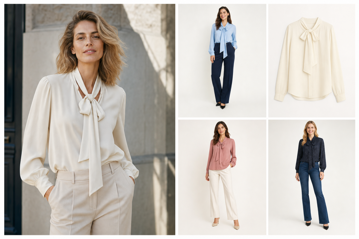 Blus Med Knytband dam