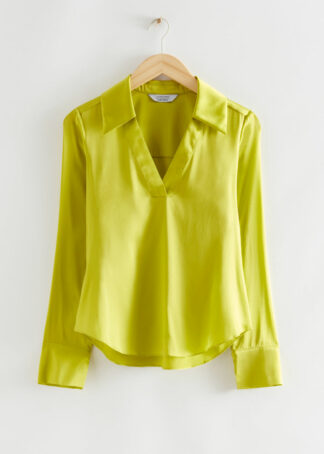 Boxy Fit Silk Shirt - Yellow