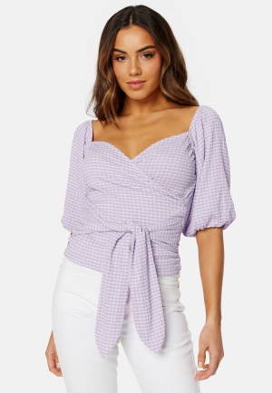 BUBBLEROOM Nandita wrap top Lilac / Checked M