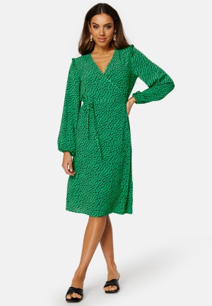 JDY Lillo LS Wrap Dress Kelly Green AOP:HEAR M