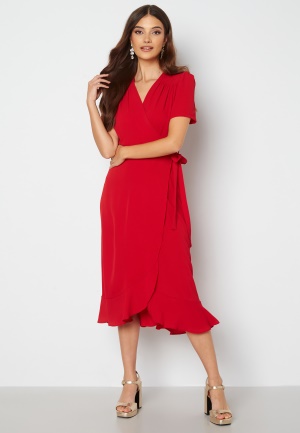 John Zack Short Sleeve Wrap Dress Red S (UK10)