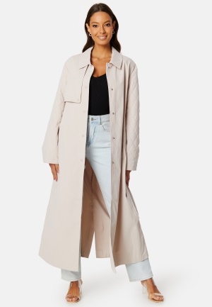 ONLY Lyng Mix Quiltted Trenchcoat Pumice Stone M