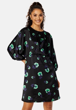 Object Collectors Item Agafia 3/4 Dress Black AOP:Fern green 44