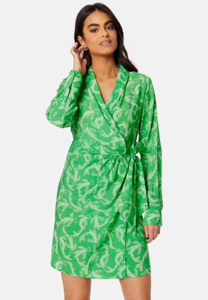 Object Collectors Item Rio L/S Wrap Dress Fern Green AOP:Anima 34