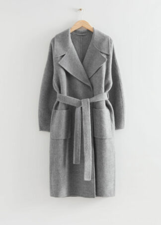 Oversized Belted Coat - Grey