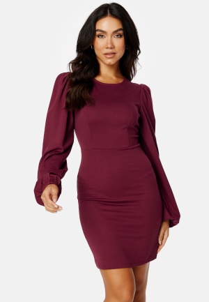 BUBBLEROOM Idalina puff sleeve dress Wine-red S