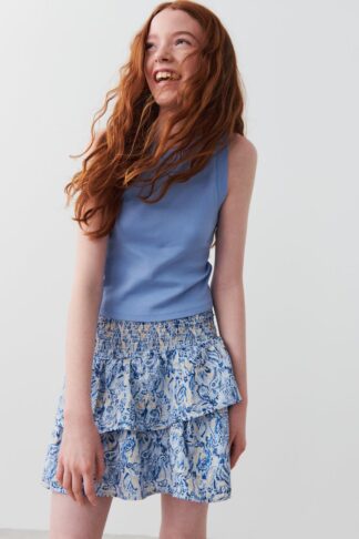 Gina Tricot - Y frill skirt - kjolar - Blue - 134/140 - Female