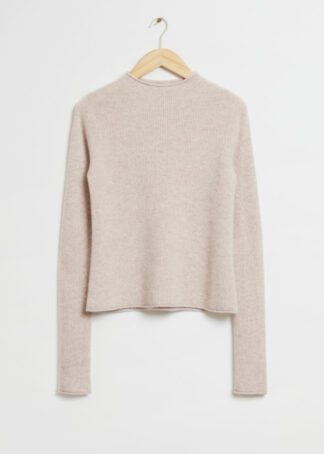 Exaggerated Long-Sleeved Cashmere Jumper - Beige