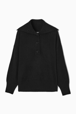 SPREAD-COLLAR PURE CASHMERE JUMPER