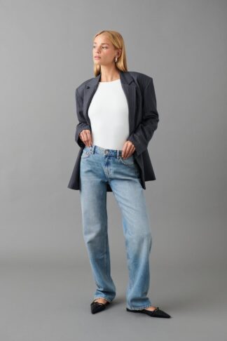 Gina Tricot - Low straight jeans - low waist jeans - Blue - 38 - Female