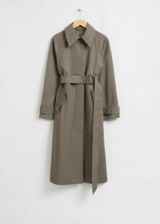 Relaxed Mid-Length Trench Coat - Green