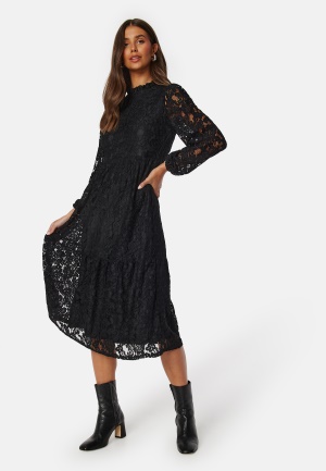 BUBBLEROOM Blanca Midi Lace Dress Black 34