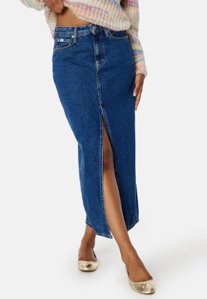 Calvin Klein Jeans Front Split Maxi Denim Skirt 1BJ Denim Dark 32