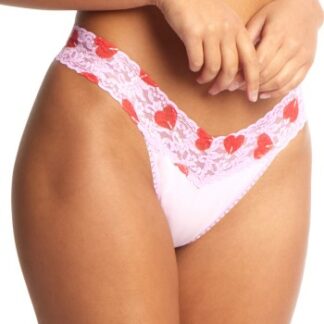 Hanky Panky Trosor Cotton Original Rise Thong Rosa/Röd bomull One Size Dam