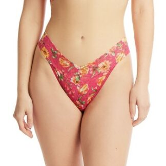 Hanky Panky Trosor Printed Original Rise Thong Rosa blommig nylon One Size Dam