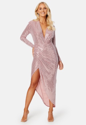 John Zack Sequin Rouch Maxi Dress Rose Pink XXL (UK18)