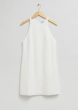 Linen A-Line Dress - White