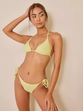 Missguided - Bikinitrosor - Lemon - Towelling Tie Side Bikini Bottom - Bikinis