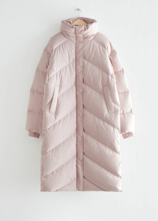 Oversized Down Puffer Coat - Pink