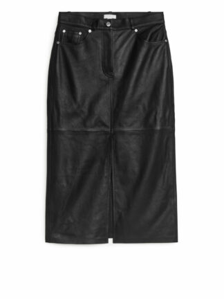 Pencil Leather Skirt - Black