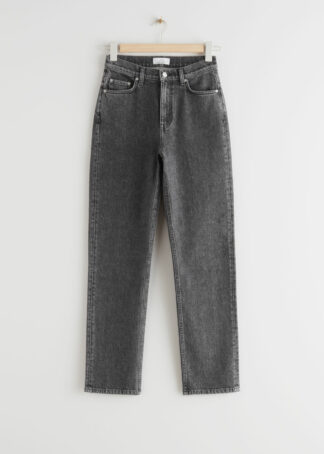 Slim Cut Cropped Jeans - Grey