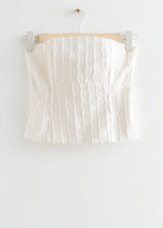Textured Bandeau Top - White