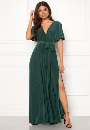 Goddiva Flutter Sleeve Maxi Dress Botanical Green M (UK12)