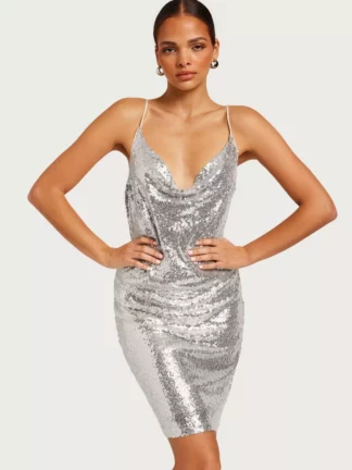Vero Moda - Festklänningar - Silver Colour Sequins - Vmkaje Waterfall Singlet Short Dres - Klänningar