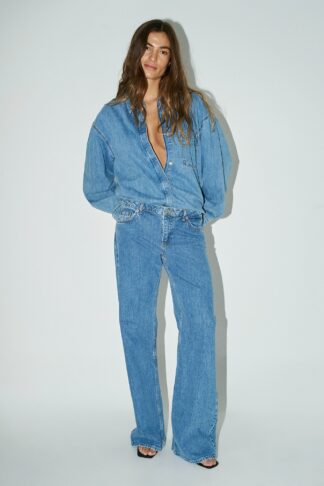 NA-KD Jeans med låg midja - Blue