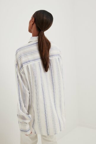 NA-KD Randig långärmad oversized skjorta - Blue,Stripe
